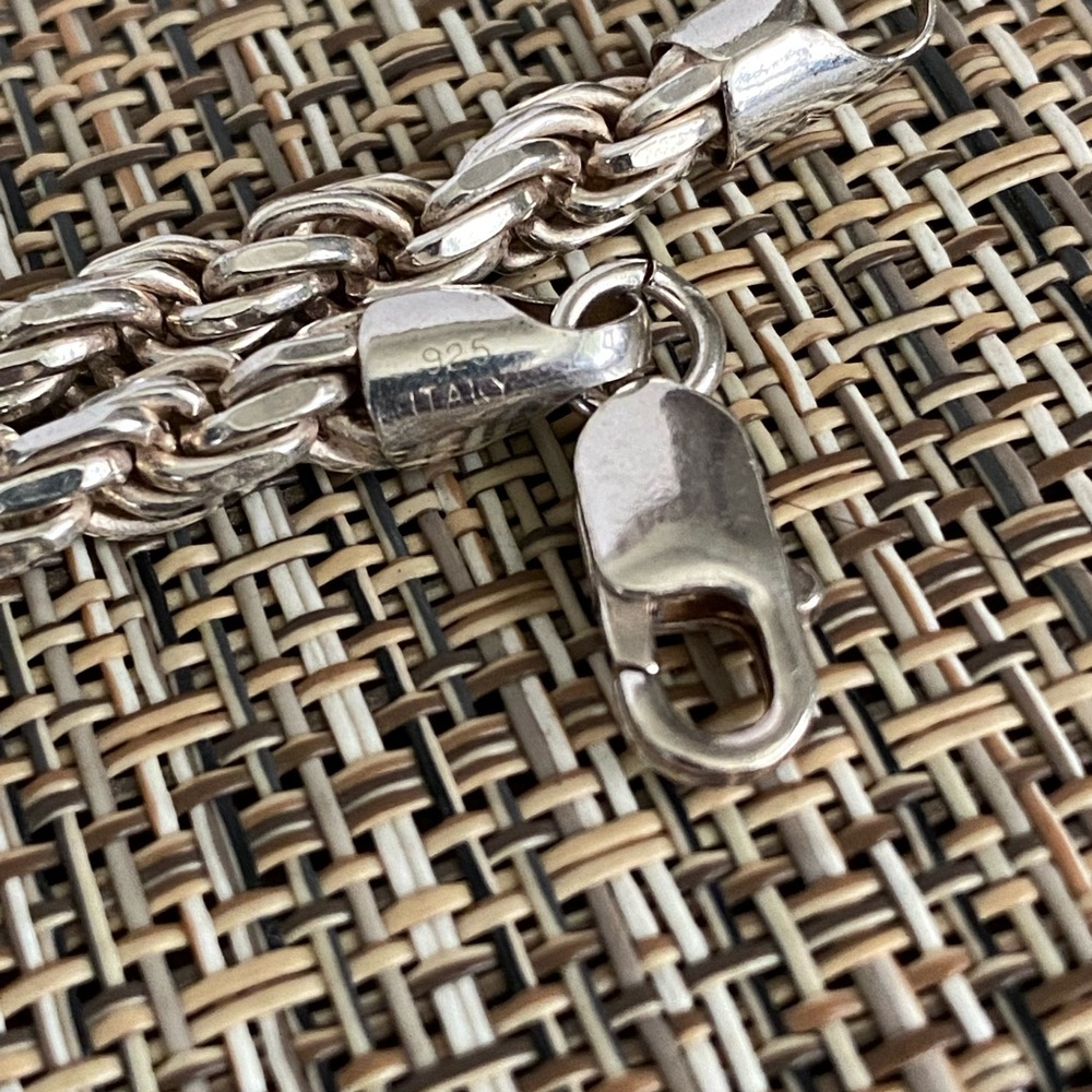 Sterling Silver Men's Rope Chain Necklace - Silver - Picture 7 of 16